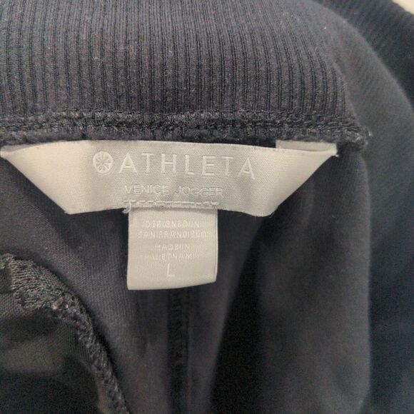 Athleta Womens Venice Jogger Size L Black Pockets Stretch Casual High Waisted - Picture 9 of 14